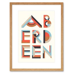 "Artery8 Wall Art Print Aberdeen Colourful Word Art Framed 9X7 in Beige - Size: W7"" x H9""" - thumbnail 1