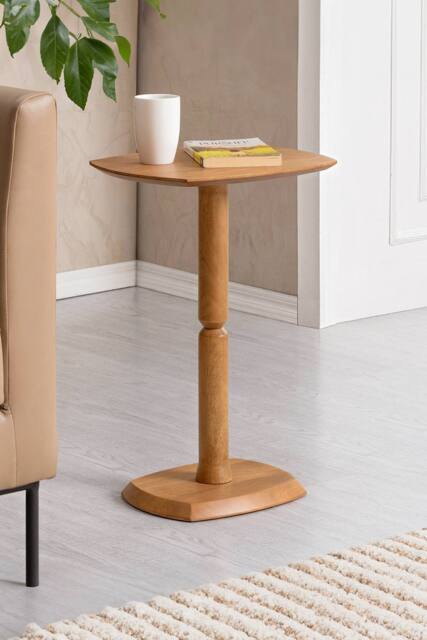 MH London Firma Side Table Solid Wood Bedside Table for Living Room & Bedroom in Light Brown - image 1