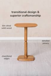 MH London Firma Side Table Solid Wood Bedside Table for Living Room & Bedroom in Light Brown - thumbnail 3