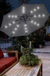 Glamhaus Dark Grey Solar Power LED Tilting Parasol Waterproof Umbrella 2.7M - thumbnail 5