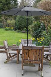 Glamhaus Dark Grey Solar Power LED Tilting Parasol Waterproof Umbrella 2.7M - thumbnail 6