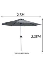 Glamhaus Dark Grey Solar Power LED Tilting Parasol Waterproof Umbrella 2.7M - thumbnail 3
