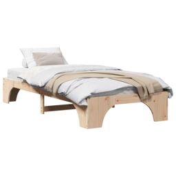 Berkfield Home Bed Frame Natural Solid pine wood 100 x 200 cm Durable in Brown - thumbnail 3