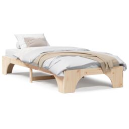 Berkfield Home Bed Frame Natural Solid pine wood 100 x 200 cm Durable in Brown - thumbnail 4