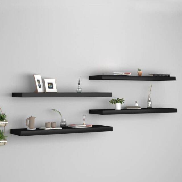 Berkfield Home Floating Wall Shelves 4 pcs Black 90x23.5x3.8 cm MDF - image 1