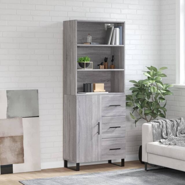 Berkfield Home Highboard Grey Sonoma 69.5x34x180 cm Engineered Wood - image 1