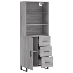 Berkfield Home Highboard Grey Sonoma 69.5x34x180 cm Engineered Wood - thumbnail 4