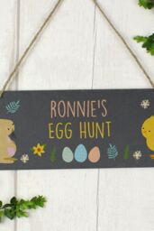 Personalised Memento Company Personalised Easter Egg Hunt Slate Hanging Sign in Black - thumbnail 3