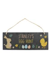 Personalised Memento Company Personalised Easter Egg Hunt Slate Hanging Sign in Black