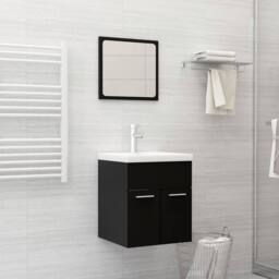 Berkfield Home Elegant Bathroom Furniture Set Black Engineered Wood - thumbnail 2
