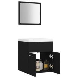 Berkfield Home Elegant Bathroom Furniture Set Black Engineered Wood - thumbnail 4