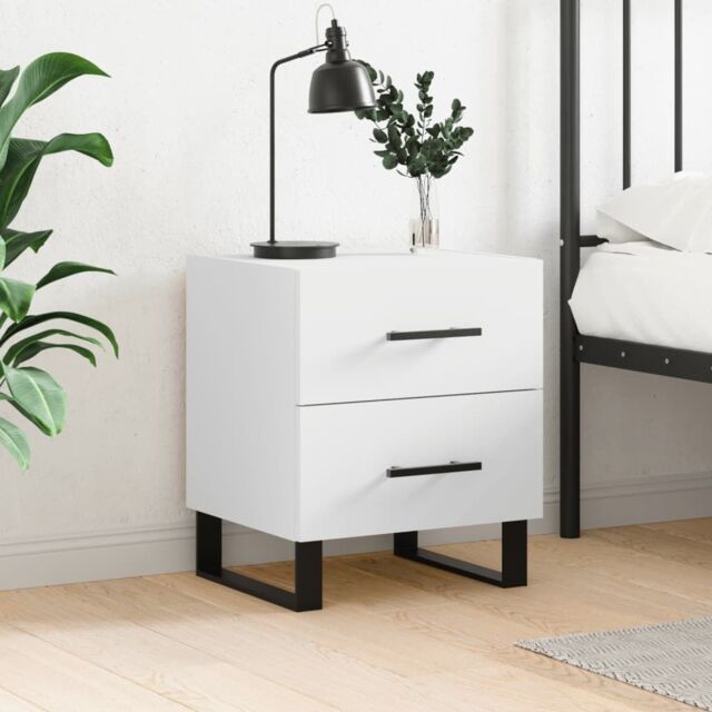 Berkfield Home Bedside Cabinet White 40x35x47.5 cm Engineered Wood - image 1