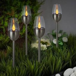 Havendro 6PCS Solar Flame Effect Light Torch LED Stake Garden Decor in Silver - thumbnail 3