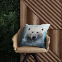 Warren Reed - Designer Polar Bear Splashart Outdoor Cushion in White - Size: 45 cm x 45 cm - thumbnail 2