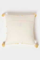Homescapes Yellow Geometric Tassel Cotton Cushion - Size: 45 cm x 45 cm - thumbnail 3