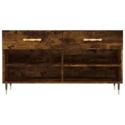 Berkfield Home Shoe Bench Smoked Oak 102x35x55 cm Engineered Wood in Brown - Size: 102 x 35 x 55 cm - thumbnail 6