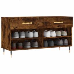 Berkfield Home Shoe Bench Smoked Oak 102x35x55 cm Engineered Wood in Brown - Size: 102 x 35 x 55 cm