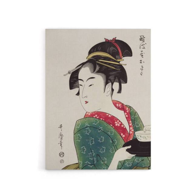 "Artery8 Naniwaya Okita Portrait Canvas Wall Art Print Utamaro Kitagawa in Green - Size: W18"" x H24""" - image 1