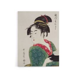 "Artery8 Naniwaya Okita Portrait Canvas Wall Art Print Utamaro Kitagawa in Green - Size: W18"" x H24""" - thumbnail 1