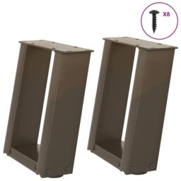 Berkfield Home Coffee Table Legs U-Shaped 2 pcs Natural Steel 30x(30-31) cm Steel in Brown - thumbnail 1