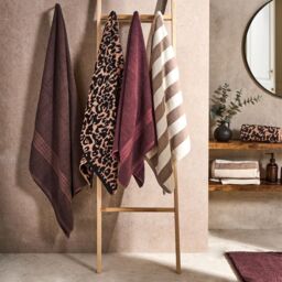 OHS Leopard Bath Towel Absorbent 100% Cotton Luxury Hotel Quality in Natural - thumbnail 9