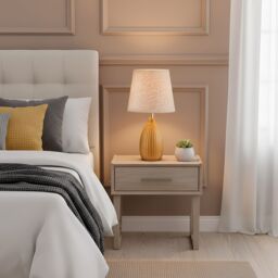 Happy Homewares Mustard Etched Lined Ceramic Gloss Table Lamp with Linen Fabric Shade - thumbnail 6