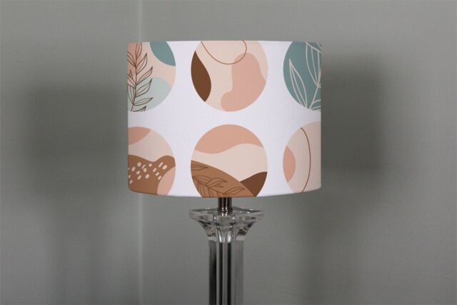 Benjamin Tate Design round texture & floral icons in pastel colours ceiling lamp shade in Natural