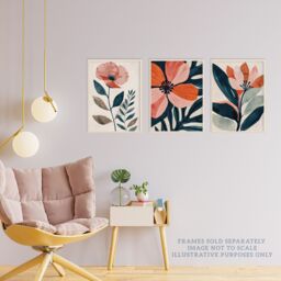 "Wee Blue Coo Set of 3 Prints Poppy Flowers Floral Watercolour Poster Art in Pink - Size: W12"" x H16""" - thumbnail 3