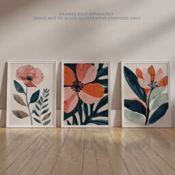 "Wee Blue Coo Set of 3 Prints Poppy Flowers Floral Watercolour Poster Art in Pink - Size: W12"" x H16""" - thumbnail 6