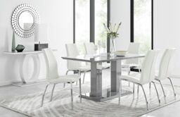 FurnitureboxUK Imperia 6 Grey Dining Table & 6 Isco Chairs in Off-White