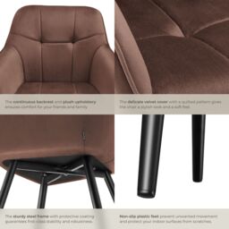 tectake Dining Chair Marilyn Per Piece - Brown/Black in Brown - Size: 1 Pack - thumbnail 5