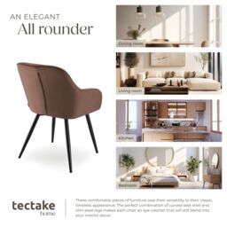 tectake Dining Chair Marilyn Per Piece - Brown/Black in Brown - Size: 1 Pack - thumbnail 7