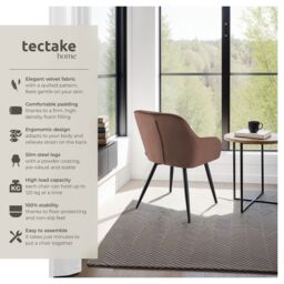 tectake Dining Chair Marilyn Per Piece - Brown/Black in Brown - Size: 1 Pack - thumbnail 2