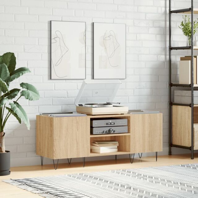 Berkfield Home Record Cabinet Sonoma Oak 121x38x48 cm Engineered Wood in Brown - Size: 121 x 38 x 48 cm - image 1
