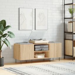 Berkfield Home Record Cabinet Sonoma Oak 121x38x48 cm Engineered Wood in Brown - Size: 121 x 38 x 48 cm - thumbnail 1