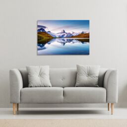 Benjamin Tate Design Panoramic view of the Mt. Schreckhorn & Wetterhorn (Canvas Print) / 101 x 77 x 4cm in Natural - Size: 101 x 77 x 4 cm - thumbnail 1