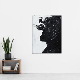 "Artery8 Woman in Stars Abstract Portrait Black & White Wall Art Print - Size: W12"" x H16""" - thumbnail 4