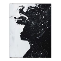 "Artery8 Woman in Stars Abstract Portrait Black & White Wall Art Print - Size: W12"" x H16""" - thumbnail 1