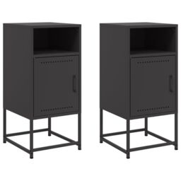 Berkfield Home Bedside Cabinets 2 pcs Black 36x39x78 cm Steel - Size: 36 x 39 x 78 cm - thumbnail 2