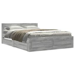 Berkfield Home Bed Frame with Headboard without Mattress Grey Sonoma 120x190 cm - Size: Small Double - thumbnail 1