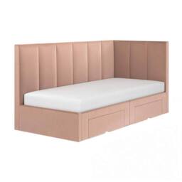 Flair Harley Corner Fabric Bed Frame with Storage Drawers in Pink - Size: Single - thumbnail 4