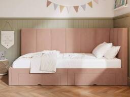Flair Harley Corner Fabric Bed Frame with Storage Drawers in Pink - Size: Single - thumbnail 3
