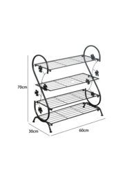 Living and Home Metal 4 Tier S-Shape Shoe Rack Shoe Storage Organizer Plant Stand in Black - thumbnail 3