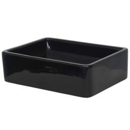 Berkfield Home Basin Ceramic Rectangular Black 41x30x12 cm - Size: 41 x 30 x 12 cm - thumbnail 4