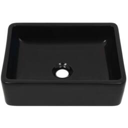 Berkfield Home Basin Ceramic Rectangular Black 41x30x12 cm - Size: 41 x 30 x 12 cm - thumbnail 3