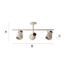 ValueLights Parker Gloss with Walnut Wood Dome Lamp Shade 3 Way Bar Ceiling Light in Cream - thumbnail 7