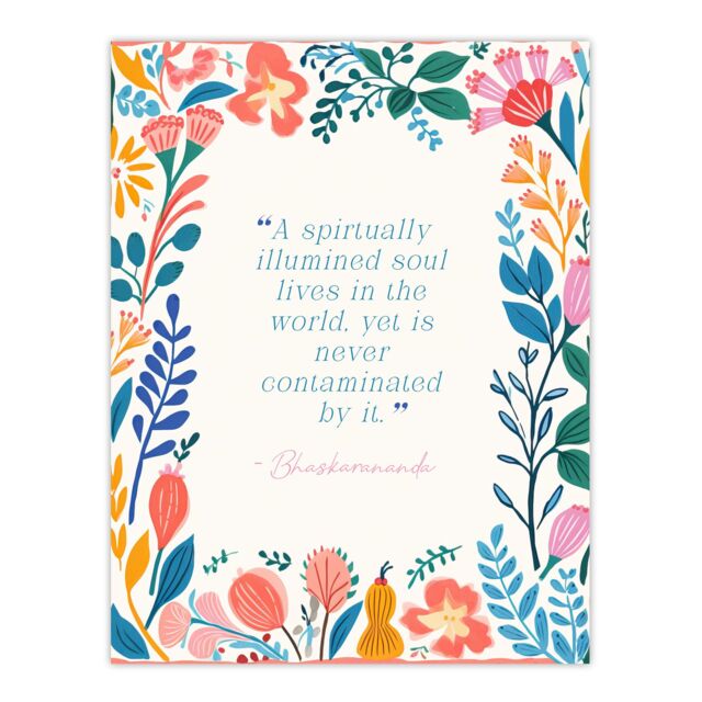 "Artery8 Wall Art Print Hinduism Illuminated Soul Bhaskarananda Hindu Quote Floral Poster - Size: W24"" x H32""" - image 1