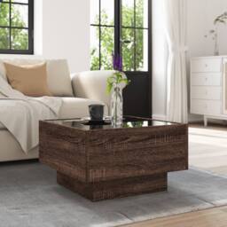 Berkfield Home Decorative Coffee Table with LED Brown Oak 50x50x30 cm Engineered Wood - Size: 50 x 50 x 30 cm - thumbnail 4