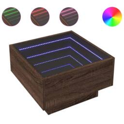 Berkfield Home Decorative Coffee Table with LED Brown Oak 50x50x30 cm Engineered Wood - Size: 50 x 50 x 30 cm - thumbnail 3