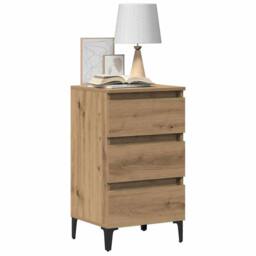Berkfield Home Classic Bed Cabinet with Metal Legs Artisan Oak 40x35x69 cm in Brown - Size: 40 x 35 x 69 cm - thumbnail 2